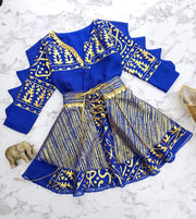 فستان بناتي رمضاني مبطن قطعتين كتابه حاشيات ذهبي مع تنورة ريطات سدو - 839