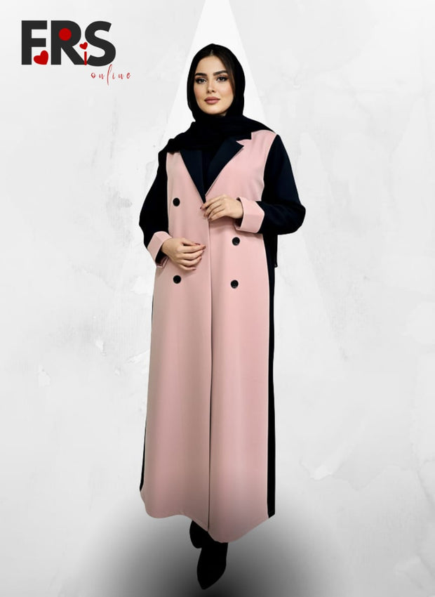 عباية نسائي تصميم جميل وراقي = لونين أسود مع بيج + أسود سادة - 183