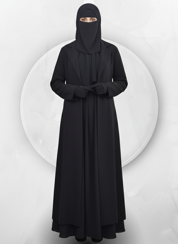 عباية نسائي تصميم جميل وراقي = لونين أسود مع بيج + أسود سادة - 183